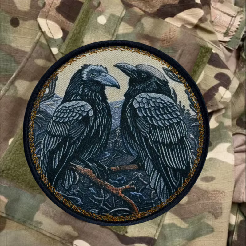 Parche táctico cuervo Odin – Brazalete militar tejino para mochila - imagen 4