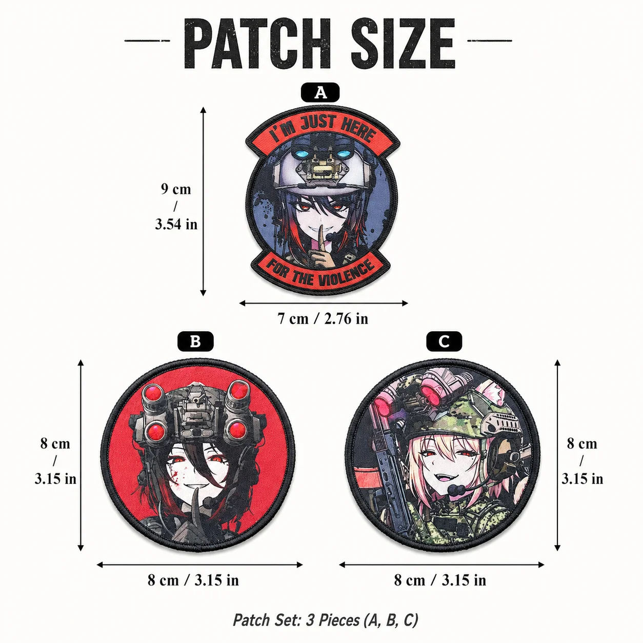Parche táctico de anime militar con velcro para mochila y casco