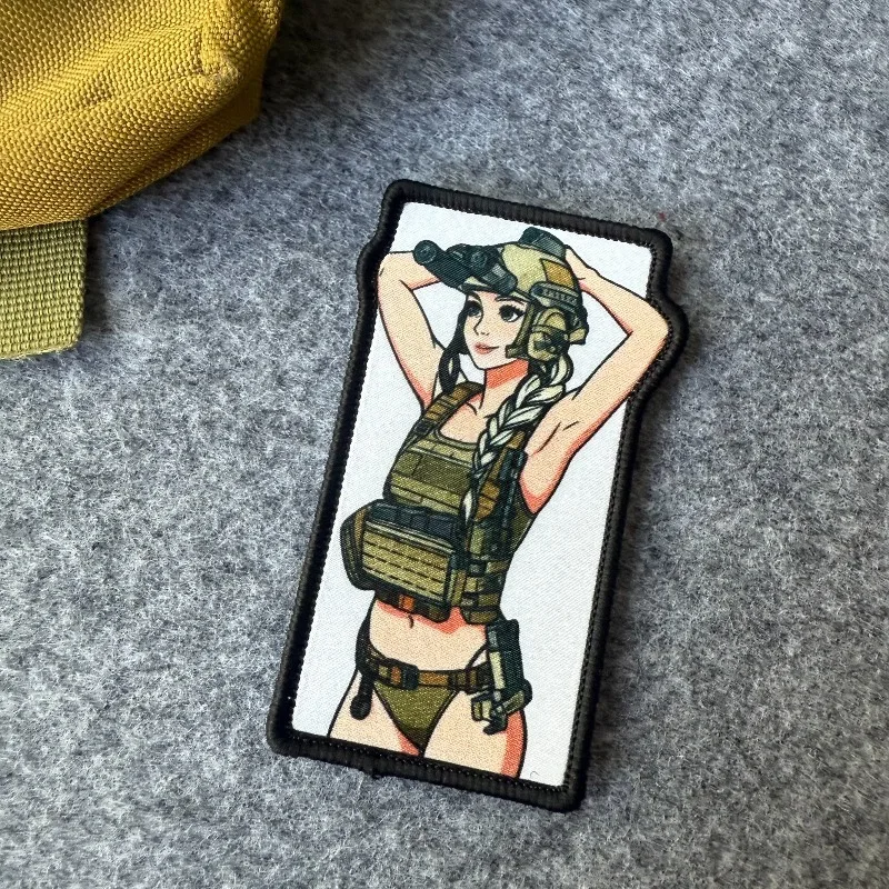 Parche táctico gancho y bucle chica soldado dibujos animados mochila - imagen 5