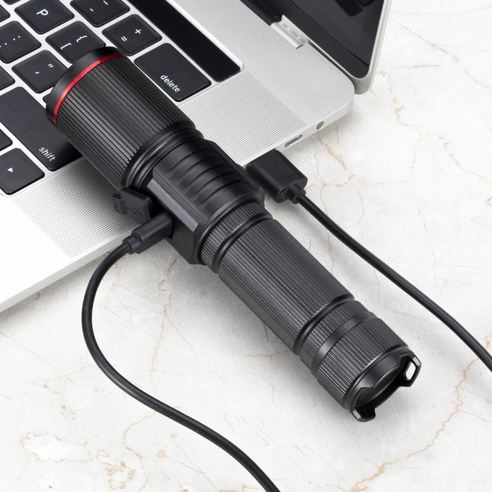 Linterna táctica LED 20W USB recargable con zoom - imagen 5