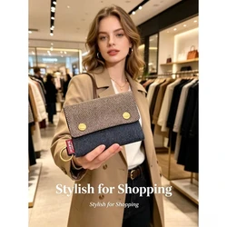Cartera plegable de lona vaquera con estampado de dibujos animados