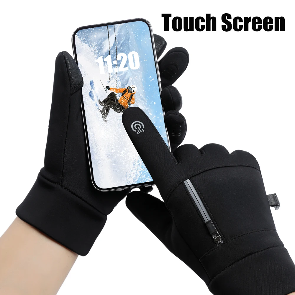 Guantes táctiles térmicos cortaviento para invierno al aire libre - imagen 3