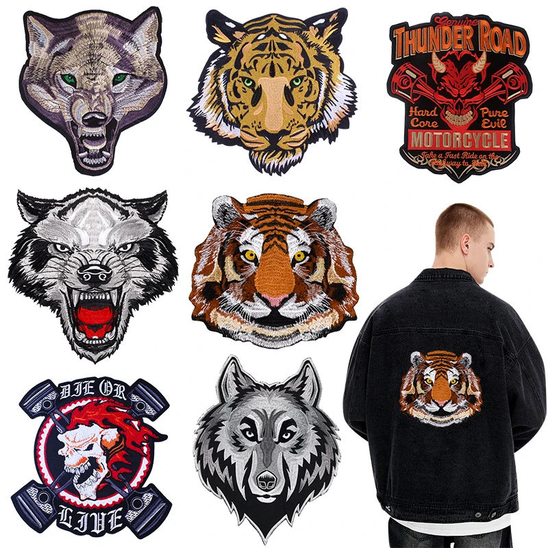 Parche táctico bordado Tigre Lobo grande coser o planchar