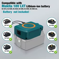 Adaptador carga inalámbrica Makita DeWalt Milwaukee 18V USB-C rápido
