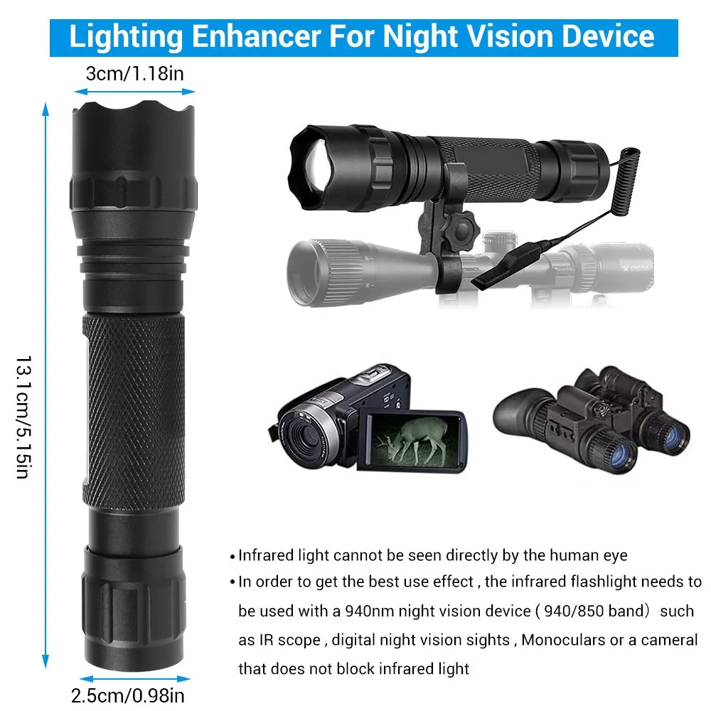 Linterna usada con monocular de visión nocturna