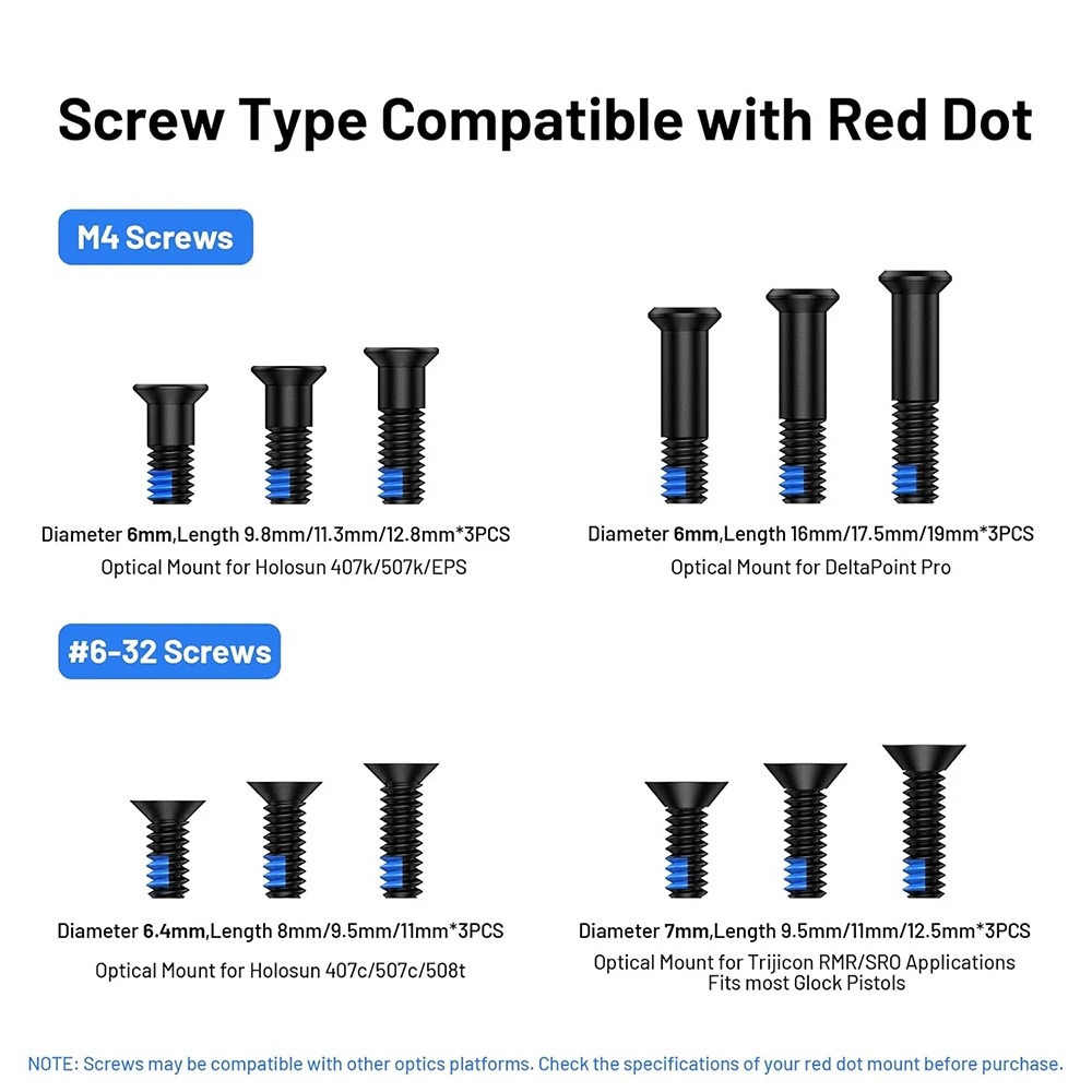 Tornillos M4 para mira punto rojo RMR/SRO Holosun - imagen 2