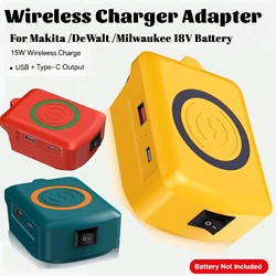 Adaptador carga inalámbrica Makita DeWalt Milwaukee 18V USB-C rápido