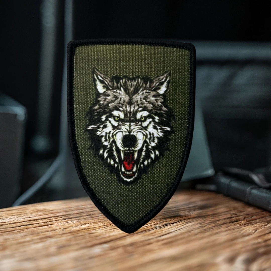 Parche lobo Chevron táctico – Velcro para uniforme o mochila