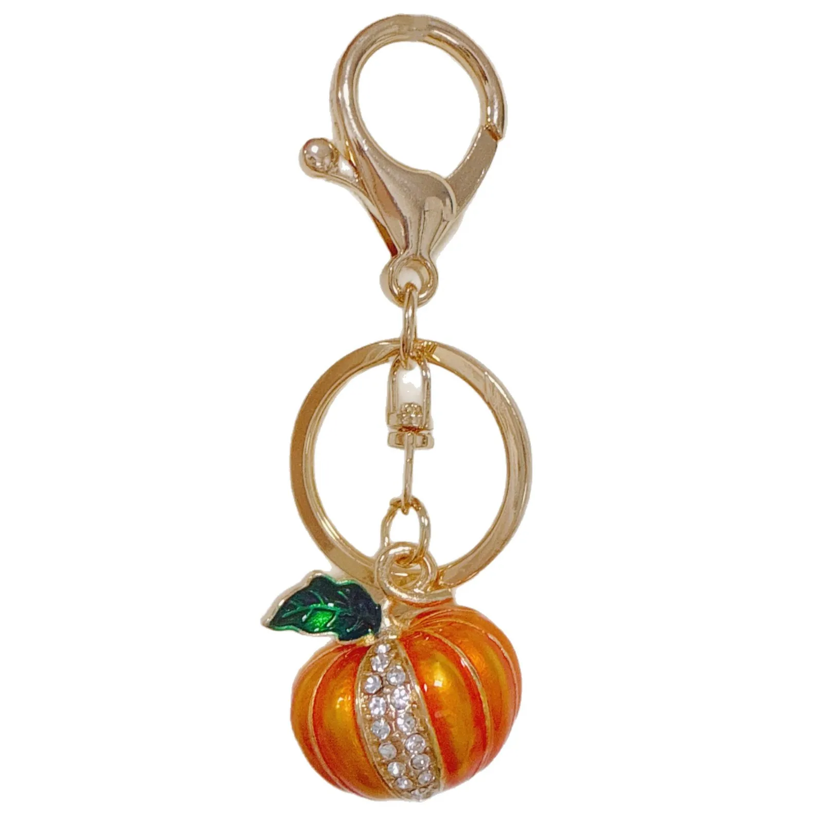 Llavero colgante de calabaza con pedrería brillante para coche