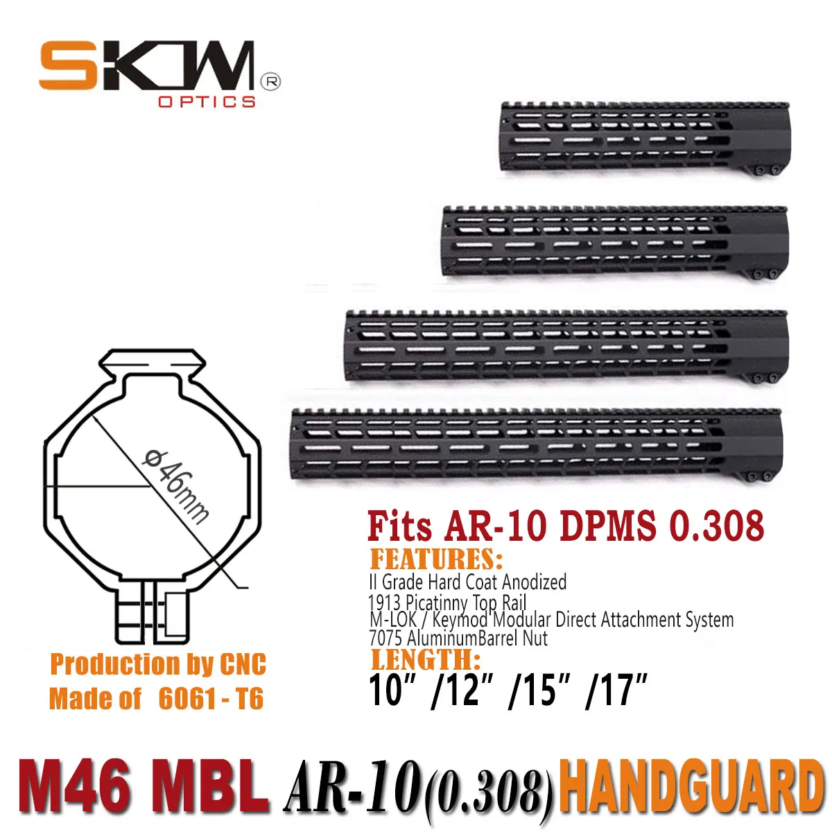 Protector de mano SKWOPTICS AR10 M-LOK vista lateral