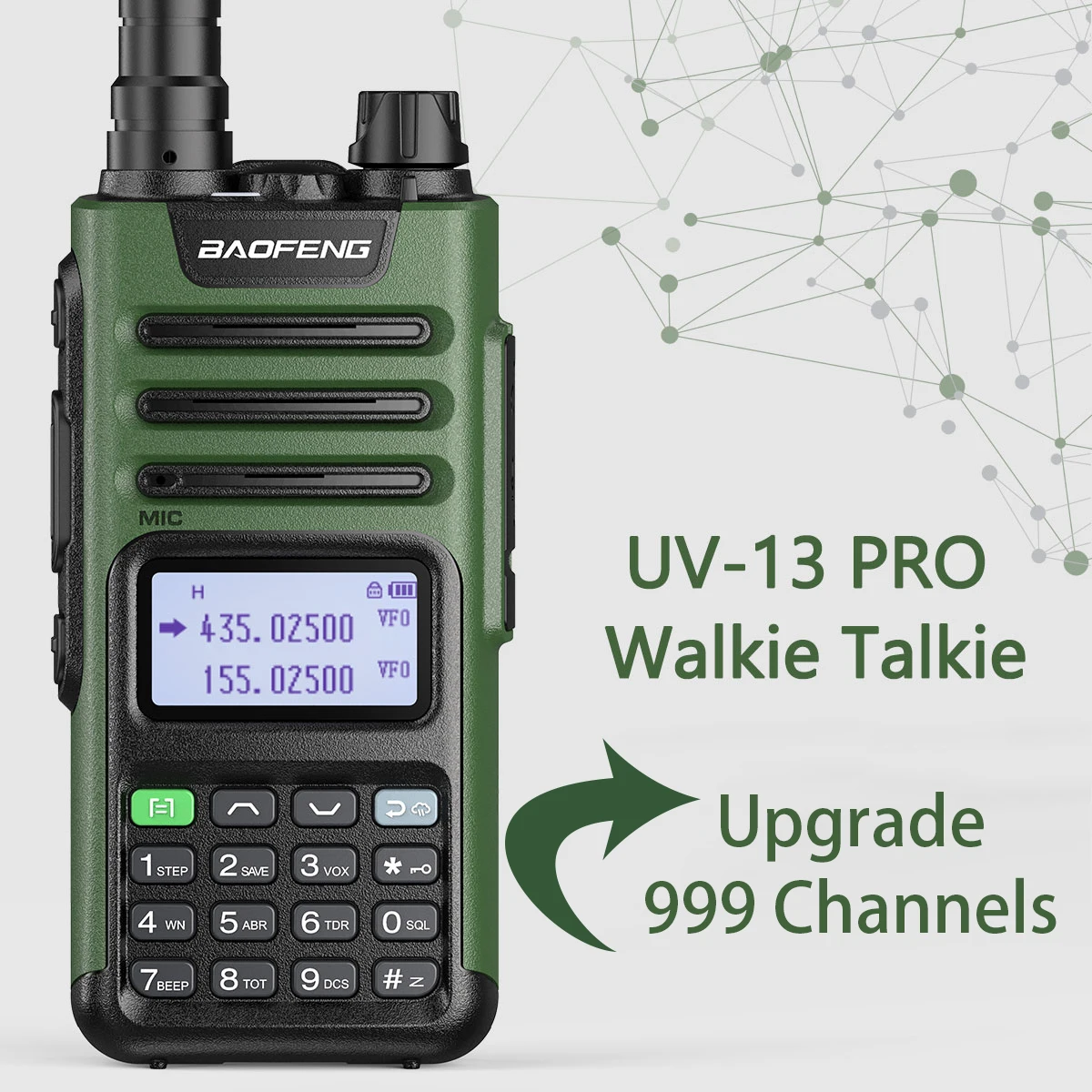 Vista completa del Baofeng UV-13 Pro y accesorios