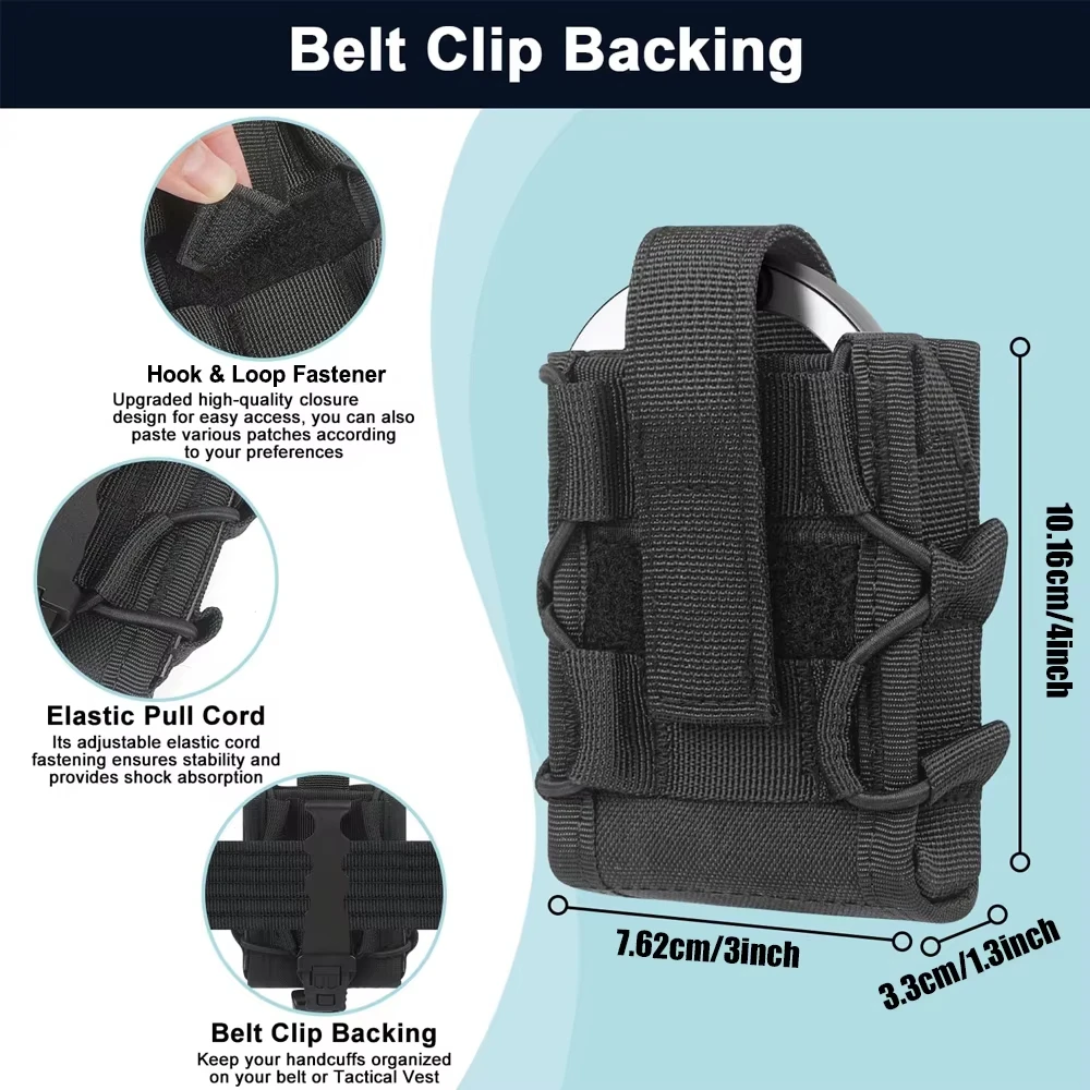 Funda universal esposas MOLLE táctica con tapa abierta para cinturón - imagen 3
