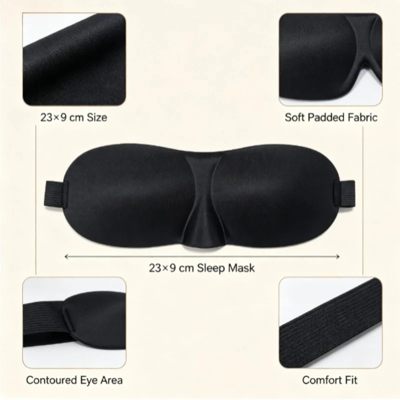 Antifaz para dormir negro opaco, ideal para viajes y siestas - imagen 2
