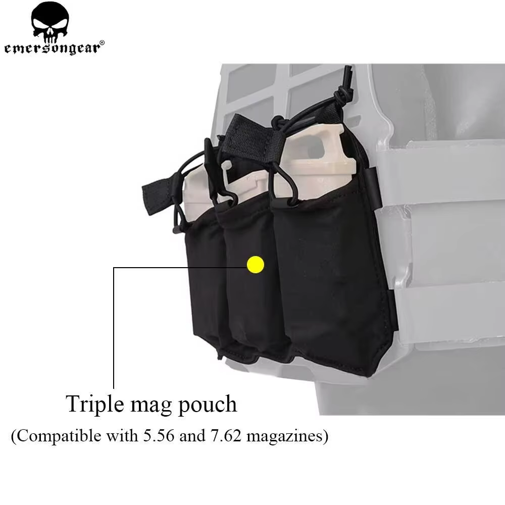 Emersongear EM6402 Bolsa triple cargadores 5.56 7.62 táctica negra - imagen 5