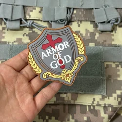 Parche táctico PVC 3D escudo cruz cristiana velcro
