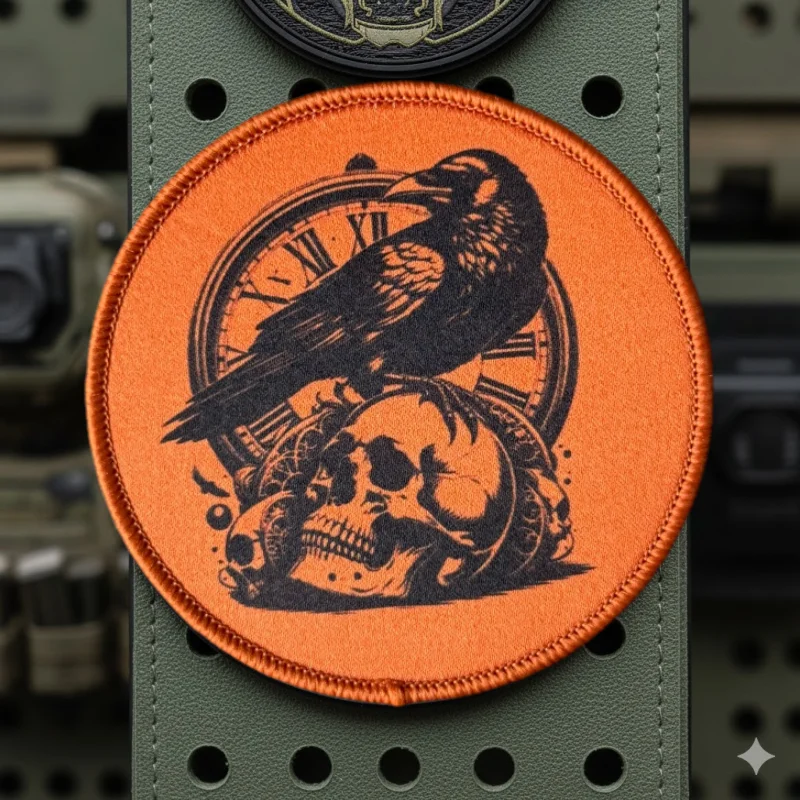 Parche táctico calavera y cuervo con velcro