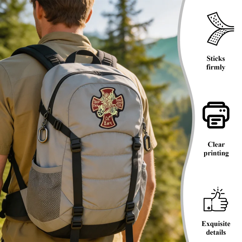 Parche táctico bordado San Jorge con cruz – Velcro para mochila - imagen 5