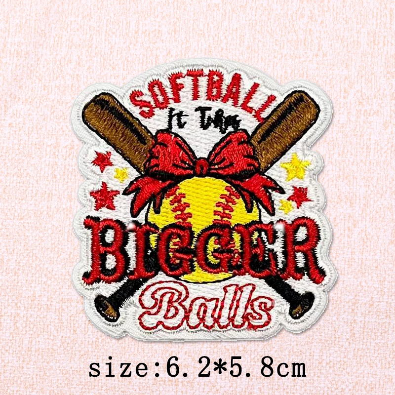 Parches termoadhesivos bordados de softbol y frases para ropa