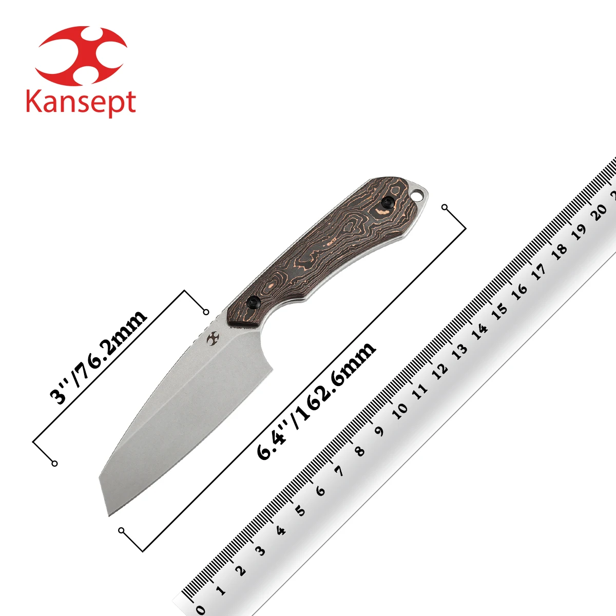 Kansept G019 Valk cuchillo hoja fija Nitro V mango G10 fibra carbono - imagen 2
