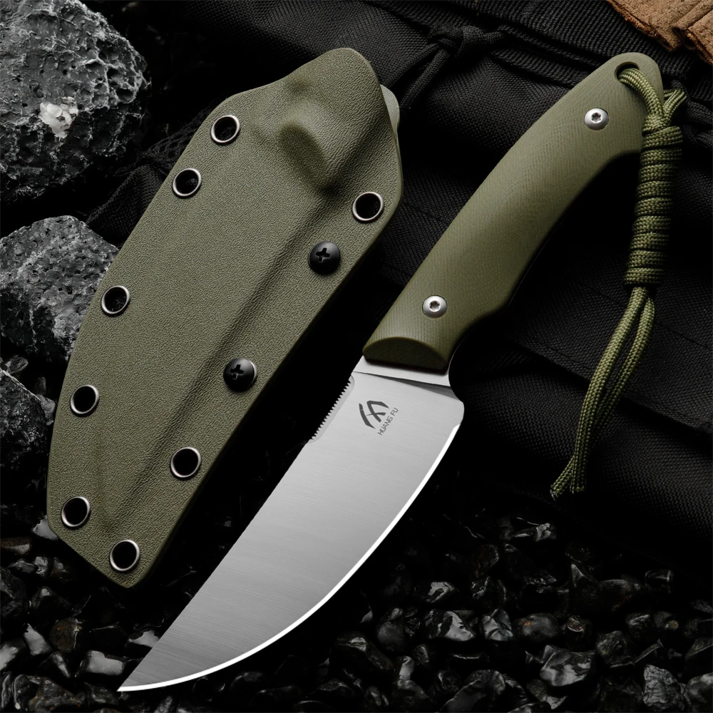 Cuchillo de hoja fija G10 para exteriores con funda
