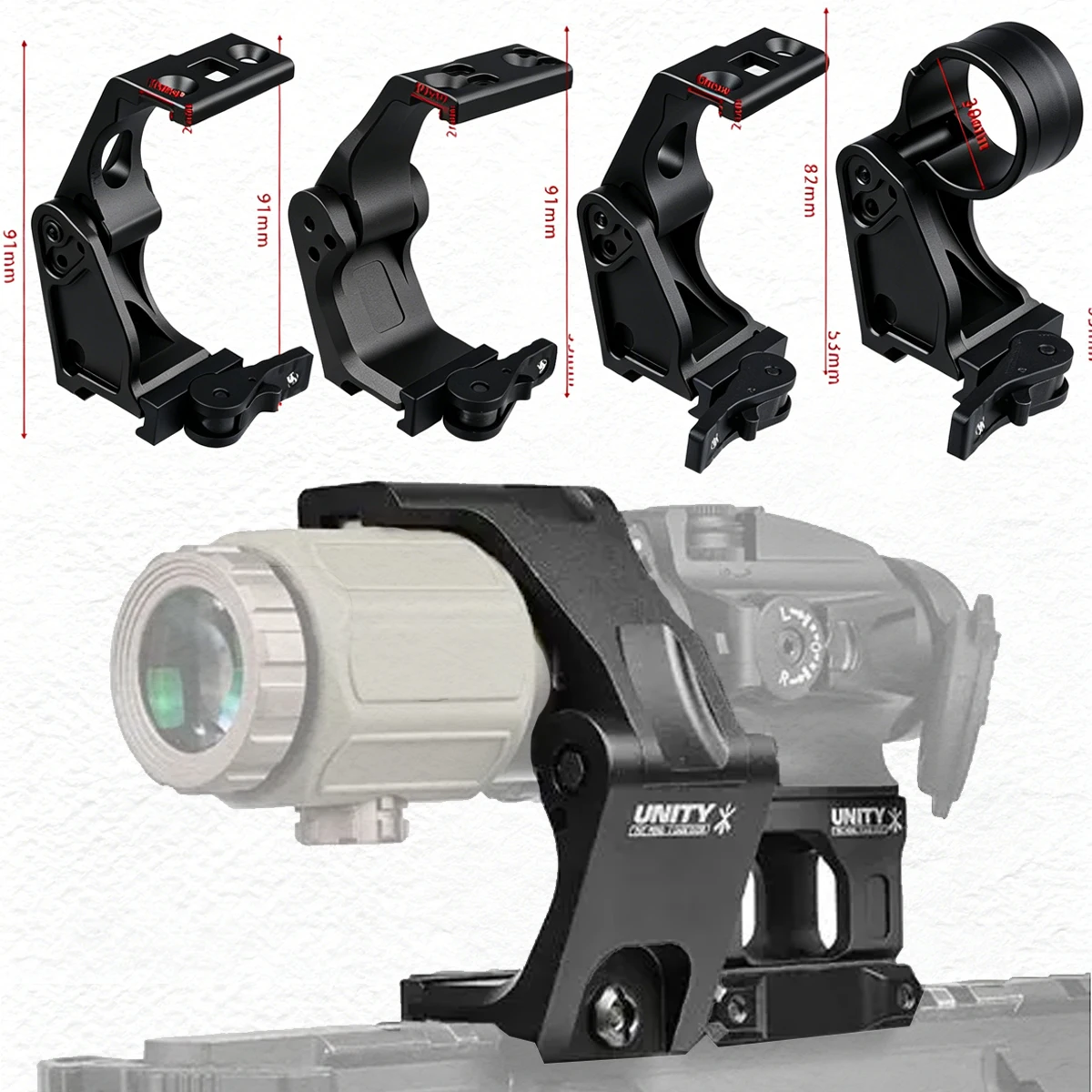 Montura táctica elevador plegable Unity para lupa y mira - imagen 2
