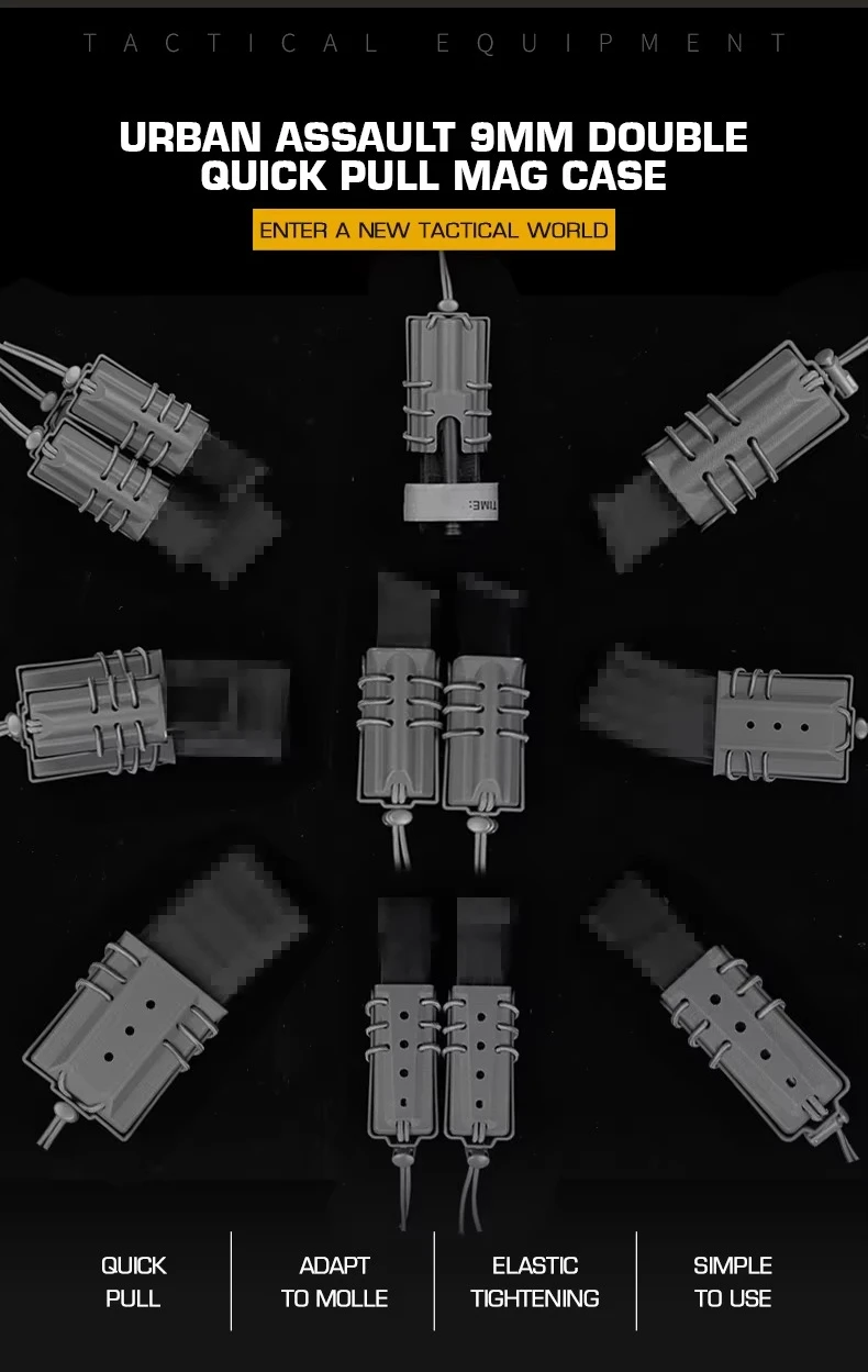 Portacargadores tácticos dobles de 9MM en nylon con sistema de extracción rápida