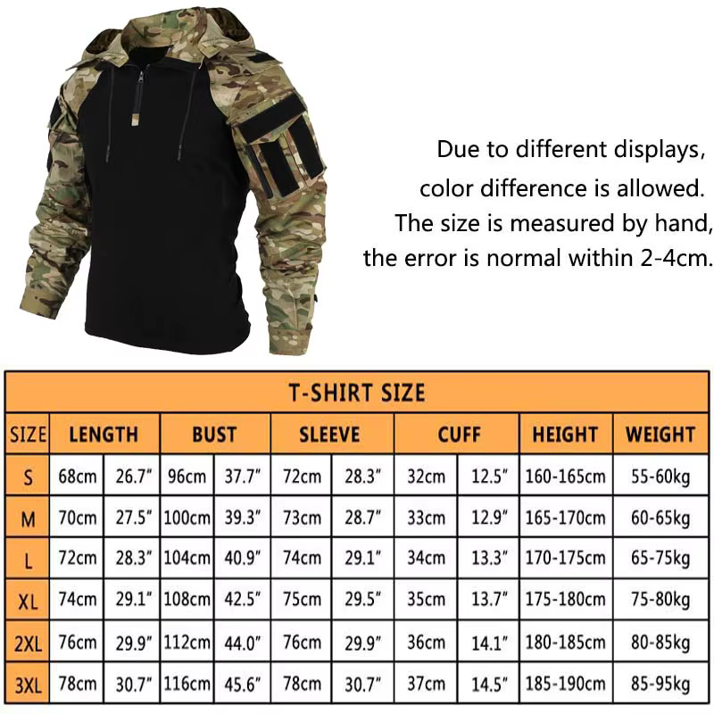 Camisa táctica de combate algodón con capucha y múltiples bolsillos - imagen 3