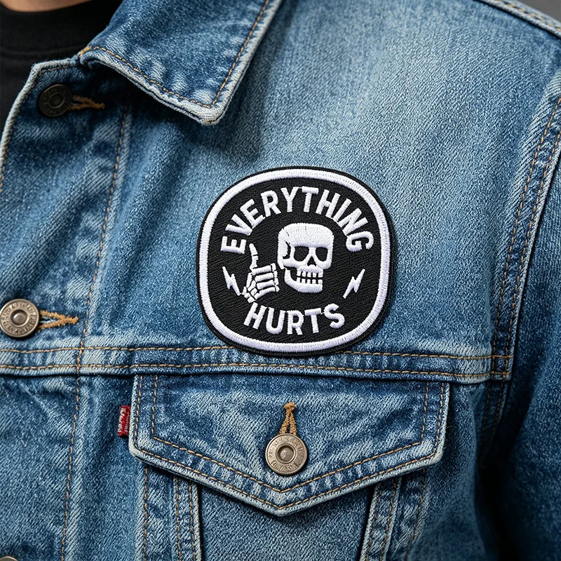 Parche bordado esqueleto Everything Hurts termoadhesivo para ropa - imagen 5