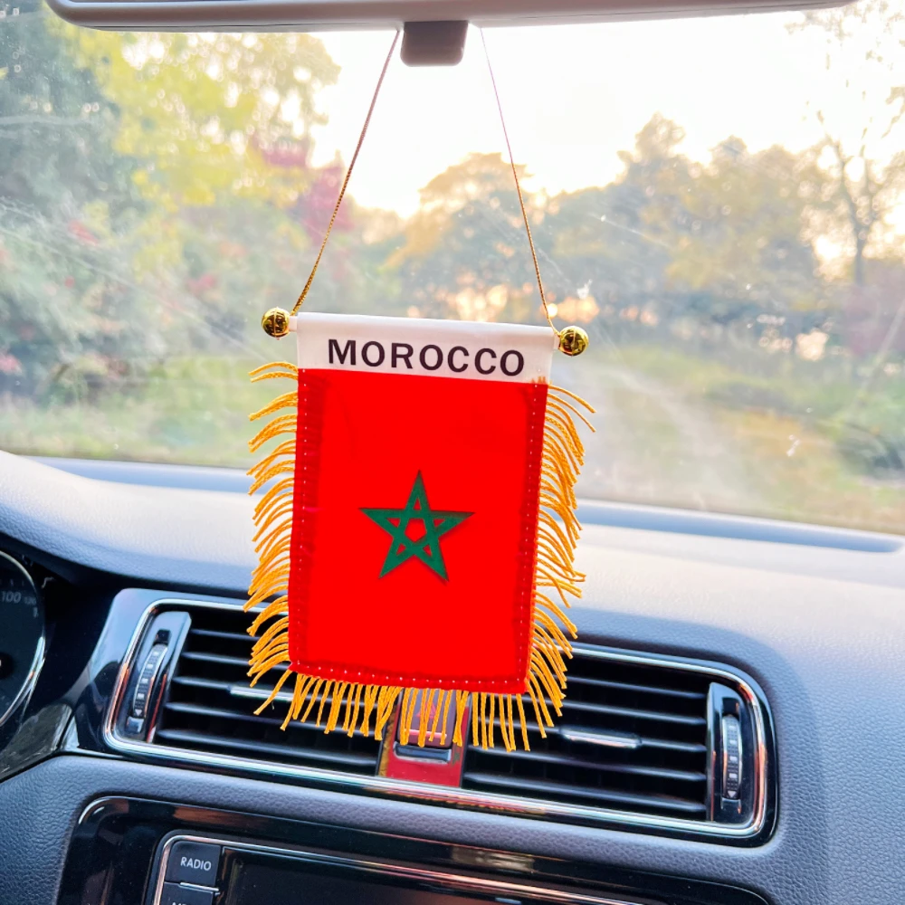 Mini banderín colgante Argelia Marruecos poliéster para ventanilla coche