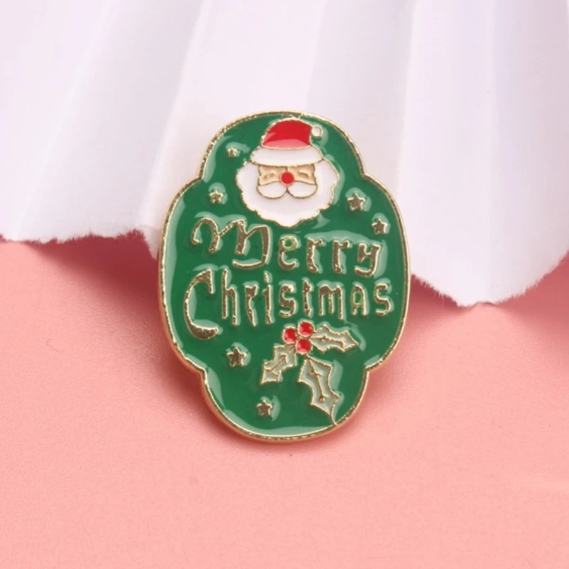 Broche navideño pin esmaltado Papá Noel Feliz Navidad vintage
