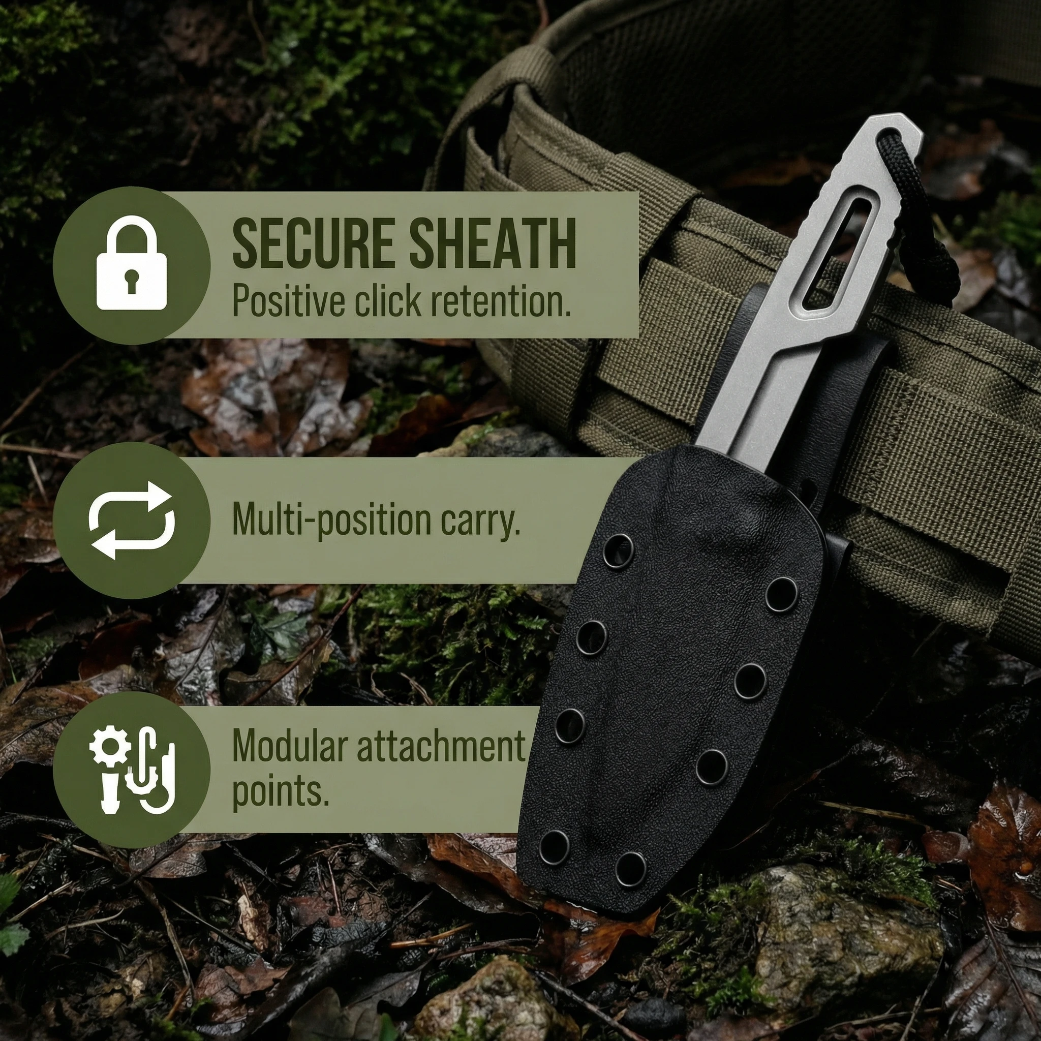 Cuchillo táctico fijo mini con funda para aire libre y supervivencia - imagen 2