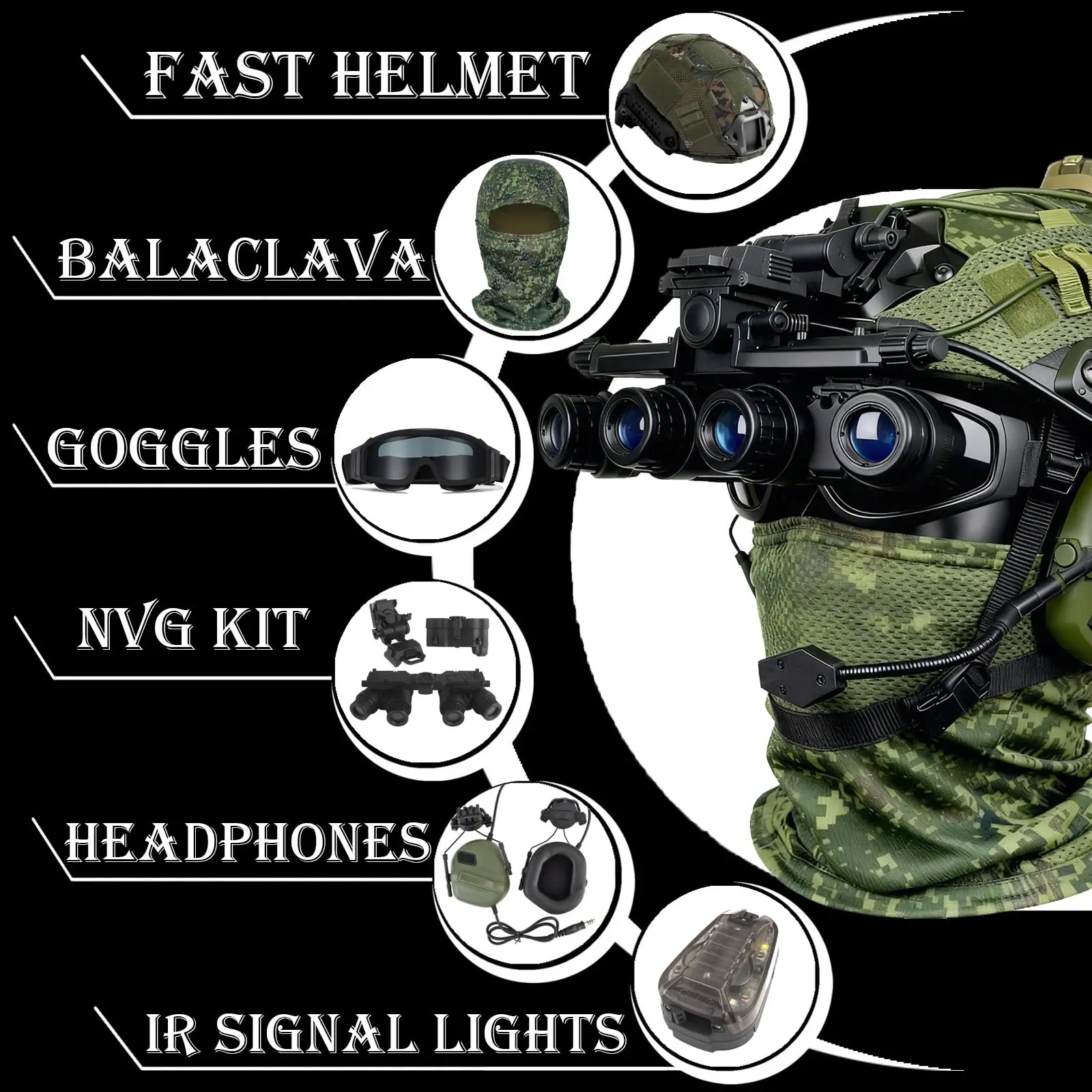 Casco táctico de airsoft estilo ruso con pasamontañas y auriculares - imagen 3