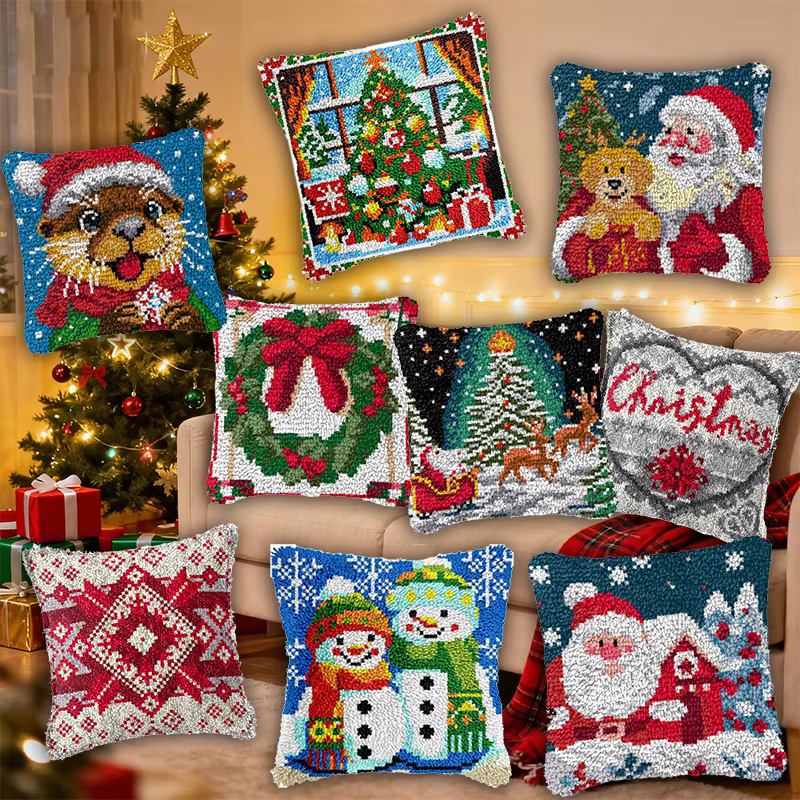 Smyrna Kit de gancho de pestillo Navidad – DIY cojines alfombras sofá - imagen 4