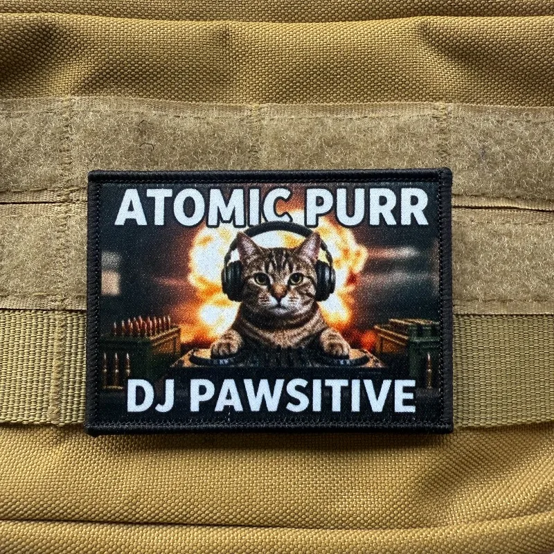 Parche táctico gato DJ con velcro gancho y bucle para mochila - imagen 5