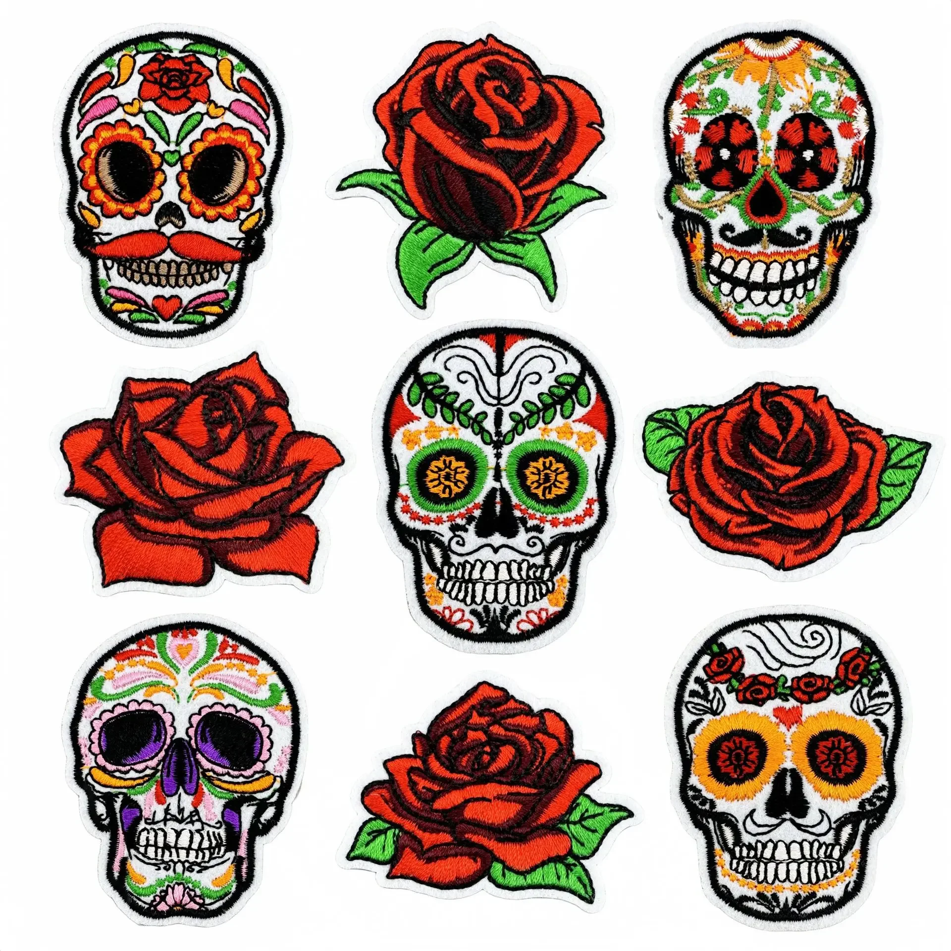 Parche bordado Día de los Muertos calavera rosa con sombrero - imagen 5