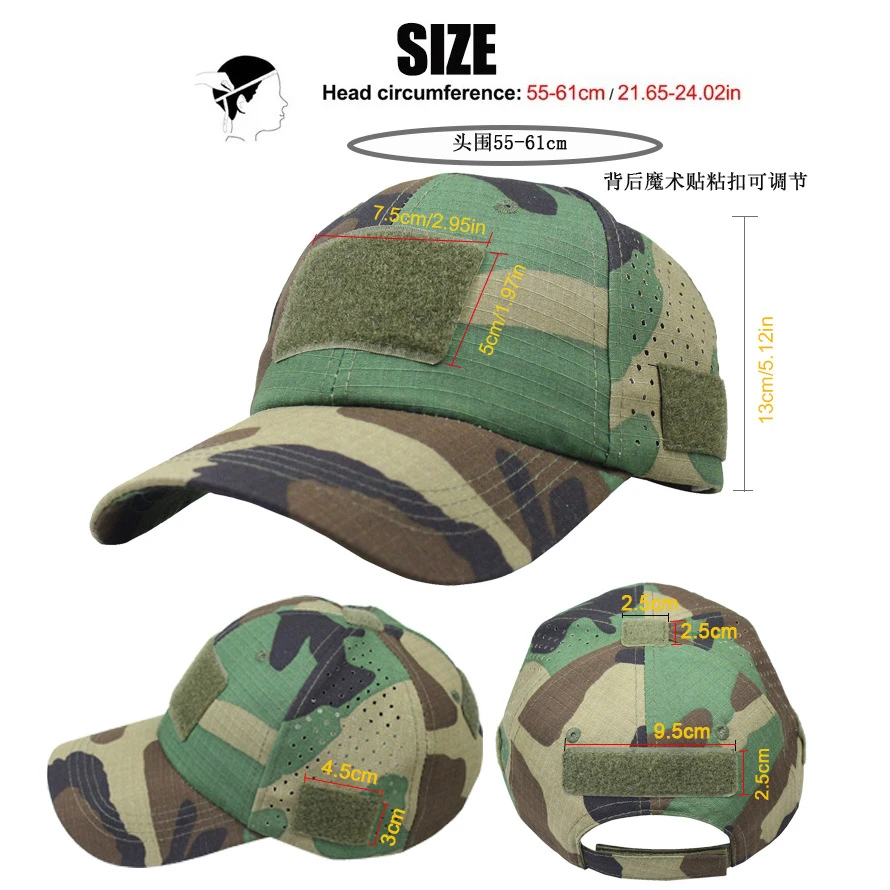Vista de la gorra táctica con diseño de malla