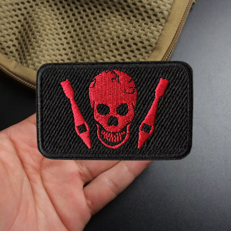 Parche táctico bordado calavera con velcro para mochila y chaleco - imagen 5