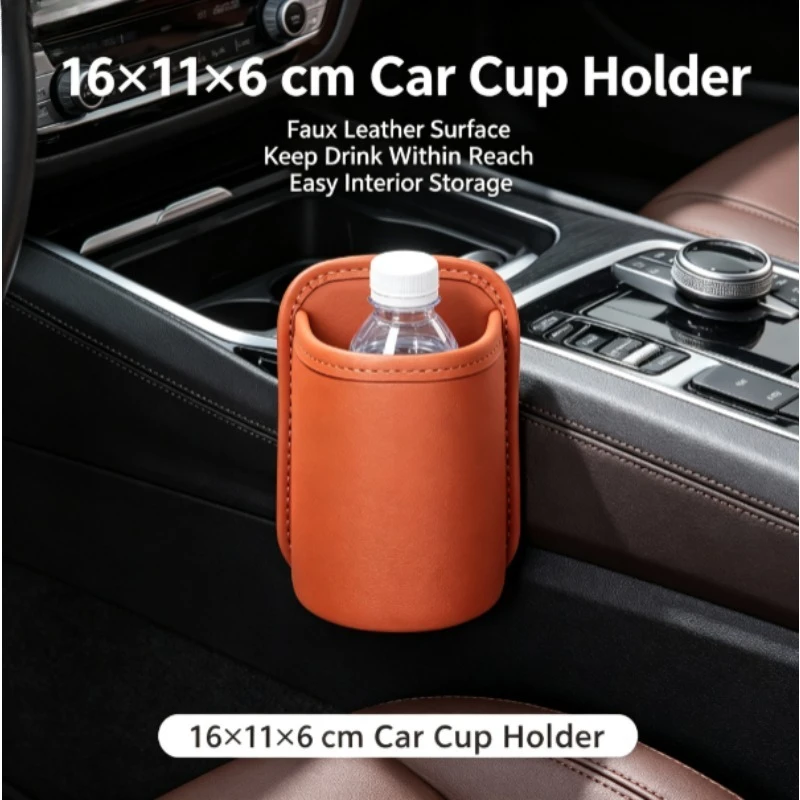Organizador portavasos de cuero para coche y botellas - imagen 4