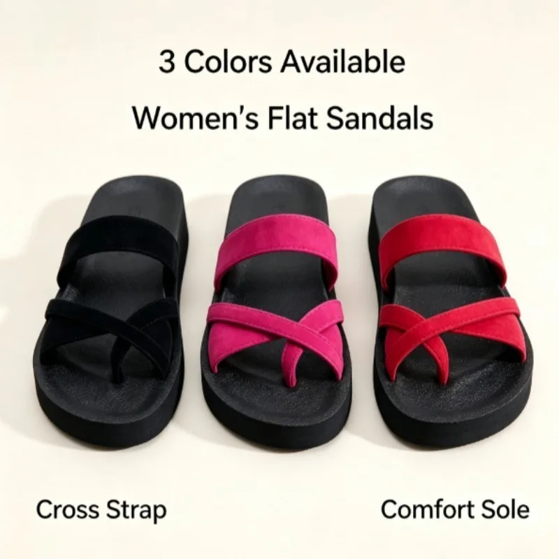 Chanclas de mujer con separador de dedos – Sandalias planas de verano - imagen 2