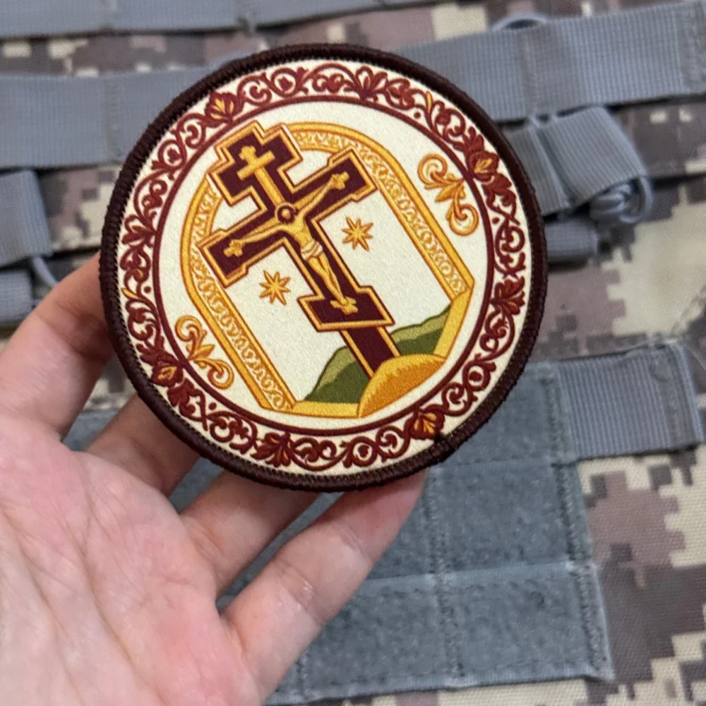 Parche táctico bordado cruz ortodoxa con velcro para chaqueta - imagen 3