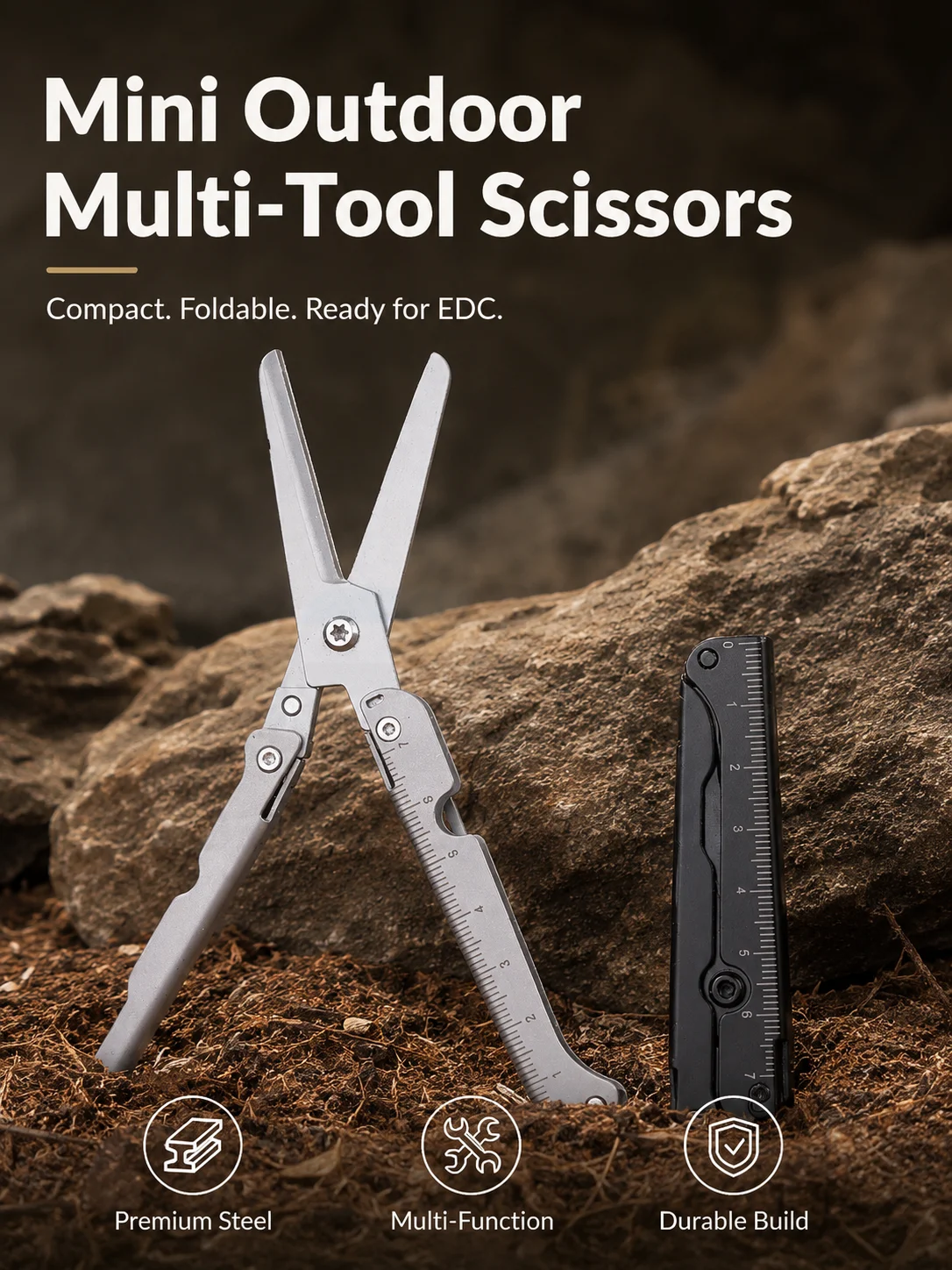 JSJM Mini Tijeras Plegables de Acero Inoxidable para EDC