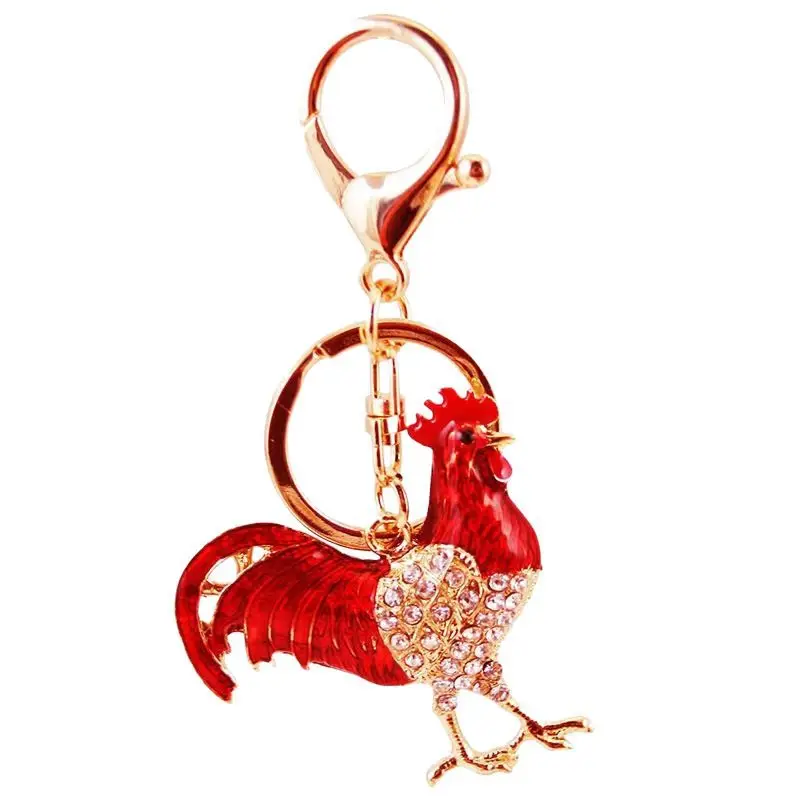 Llavero de metal gallo del zodiaco con efecto gota de aceite - imagen 2