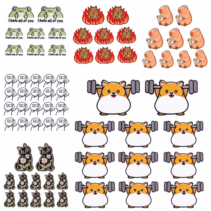 Parche bordado velcro Corgi gato rana – Diseño dibujos animados - imagen 5