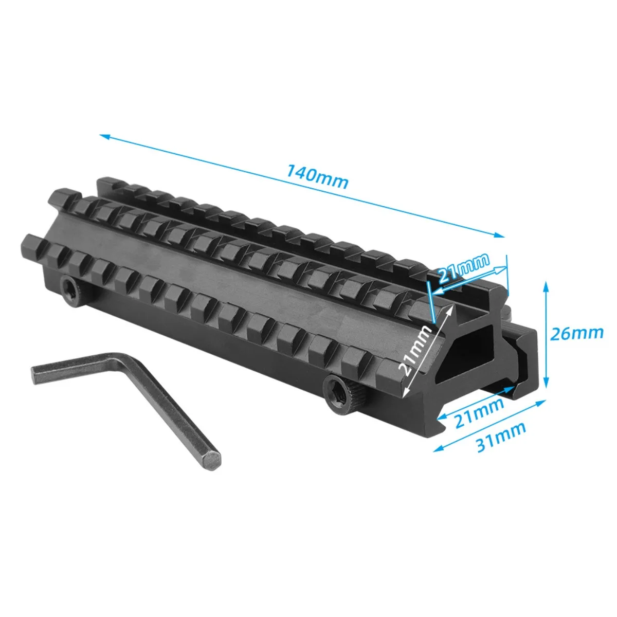 Montura rail Picatinny 45 grados 20mm desmontaje rápido – Elevador óptico táctico - imagen 4