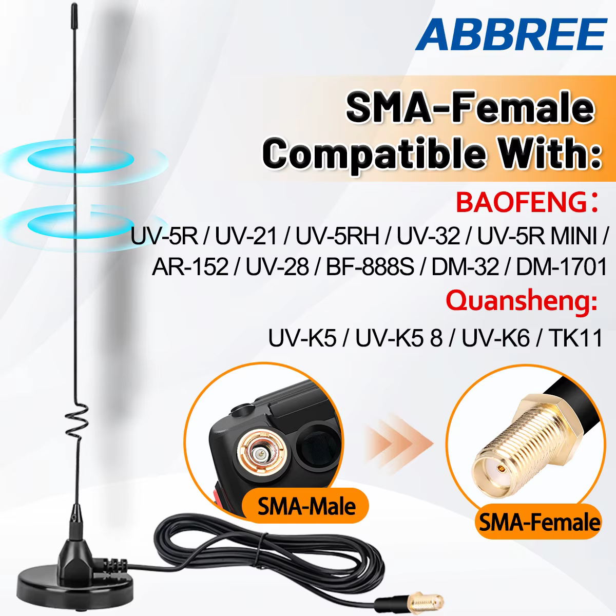 Antena magnética dual VHF UHF ABBREE AD-109 para Baofeng - imagen 3