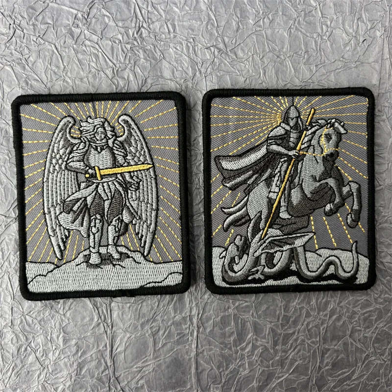 Parche bordado Arcángel Michael para ropa, brazalete táctico y gancho