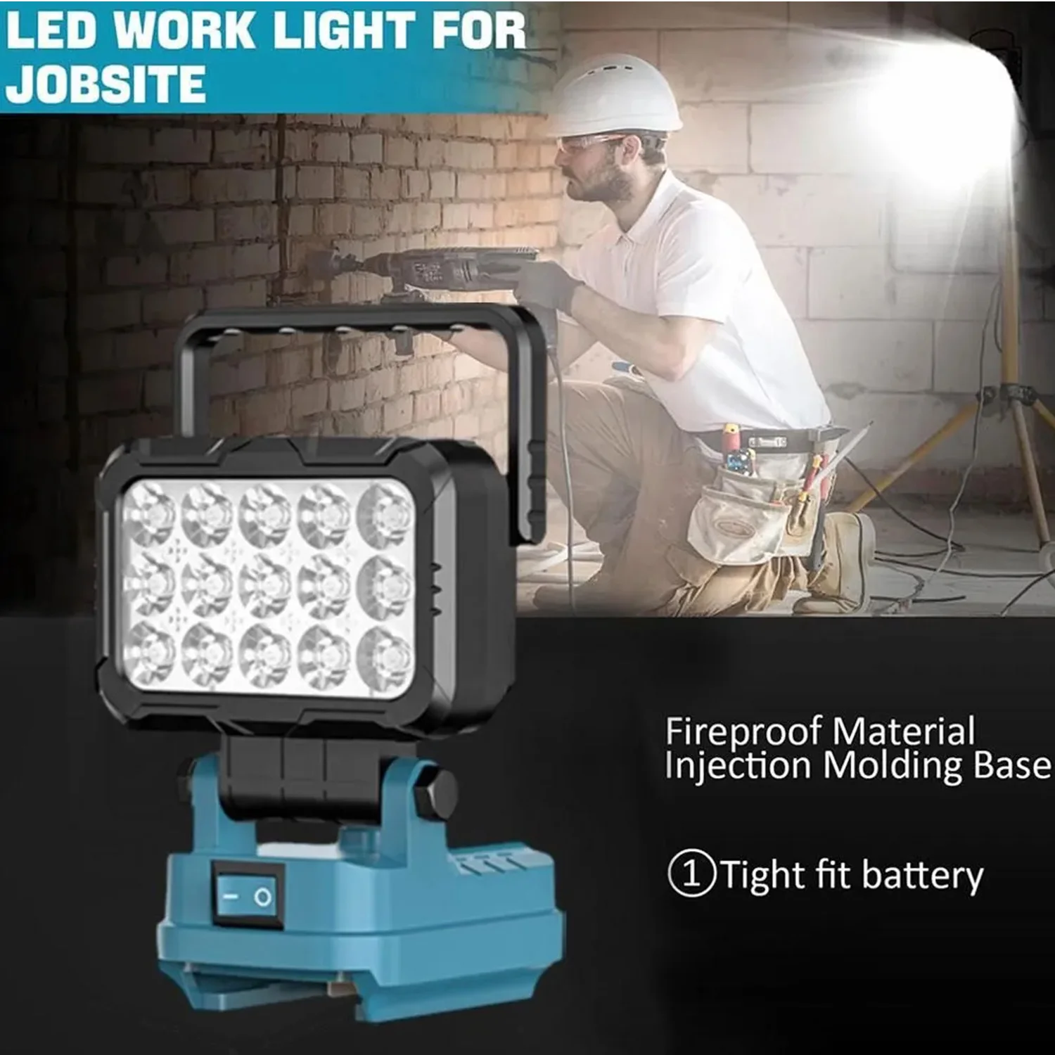 Lámpara LED portátil para exteriores con USB Dewalt/Makita/Milwaukee - imagen 4