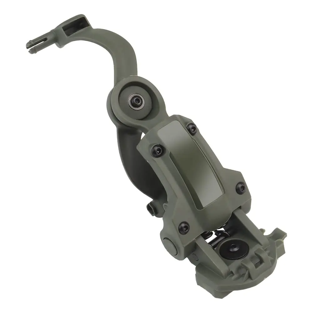 Vista frontal del adaptador de riel para casco con rotación multiángulo