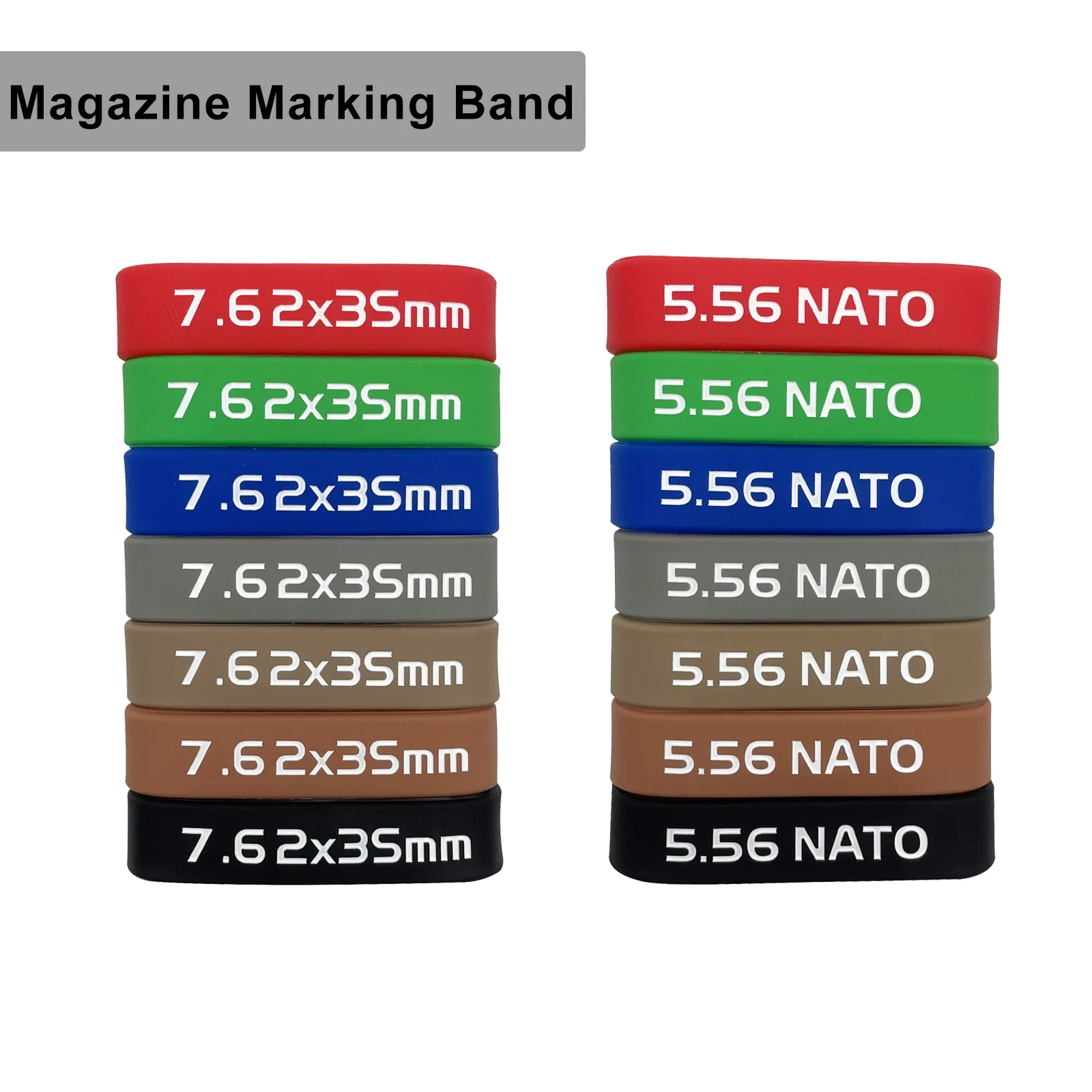 Bandas de silicona para identificar cargadores de 5.56 y 300 Blackout