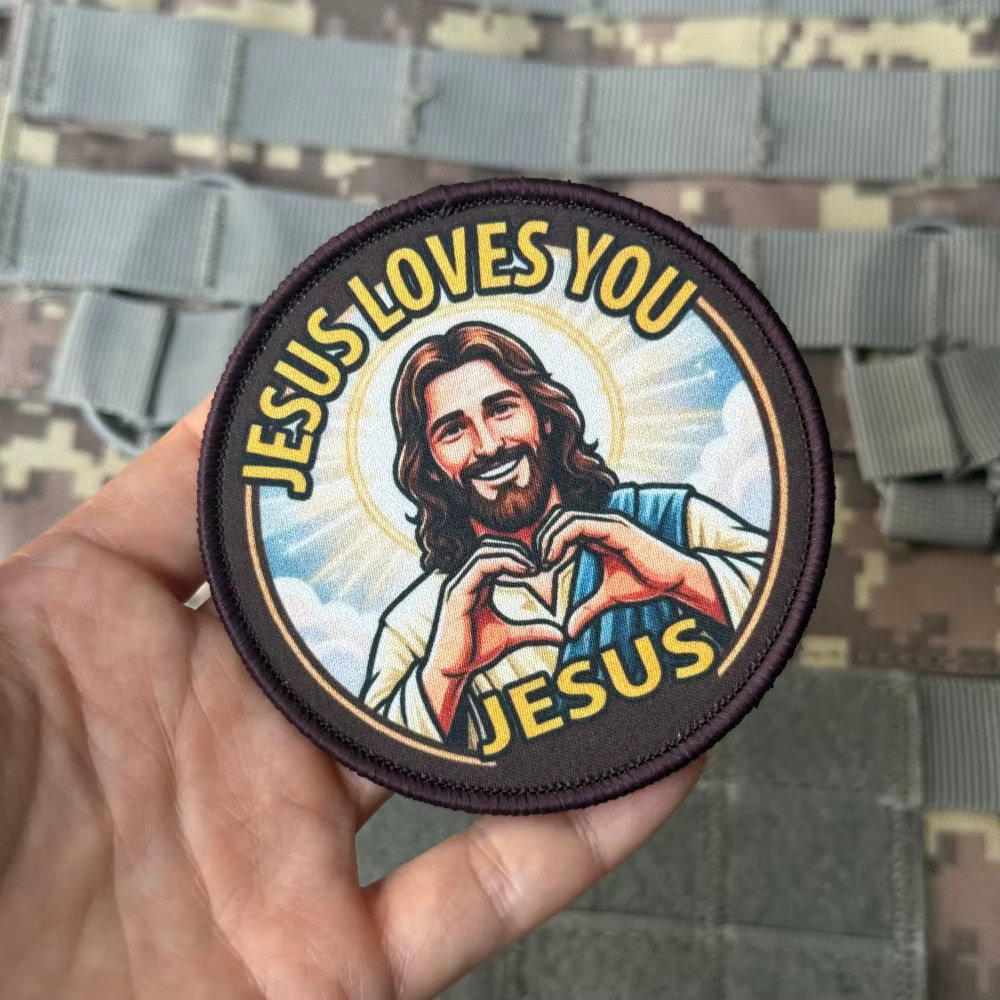 Parche táctico morale con emblema militar Jesús te ama velcro - imagen 4